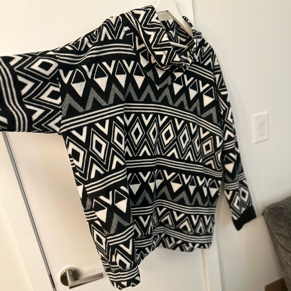 Aztec Joe Fresh Fleece Monochrome Black and‎ White Sweater XXL Western